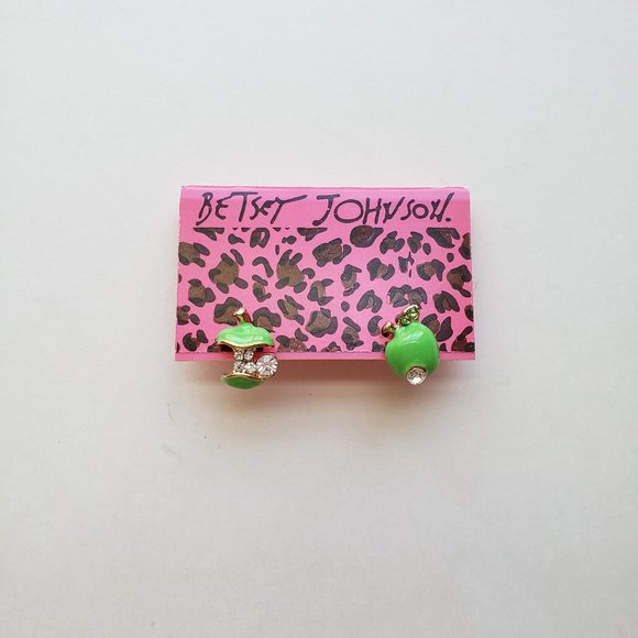 Betsey Johnson Green and Gold Earrings - Picture 1 of 3